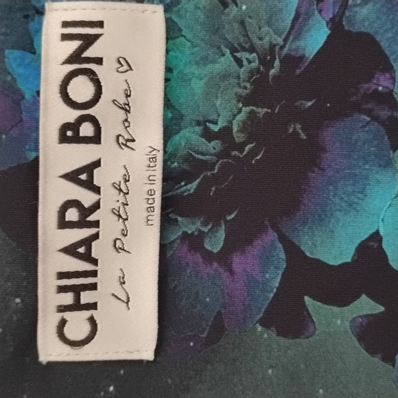 Chiara Boni La Petite Robe Vibrant Teal and Black Floral Long Sleeve Dress Artsy - Picture 7 of 16